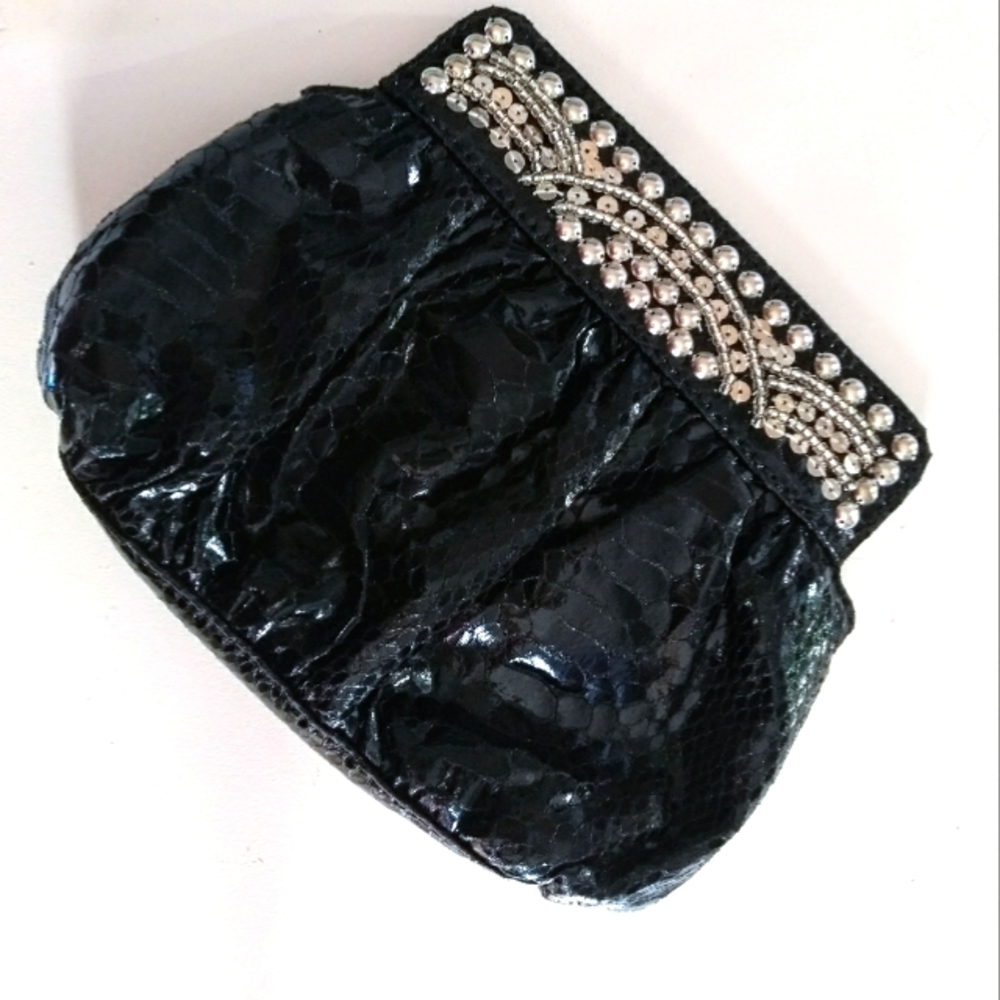 Sequin, Stud, & Bead Glossy Mini Pochette Clutch